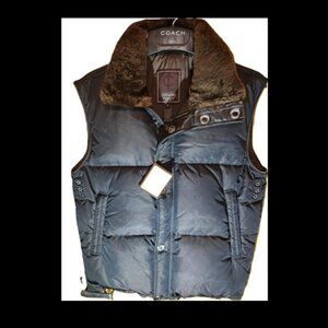 COACH Vest - w/ Fur Lined Collar - SMALL - NEW w/ tags